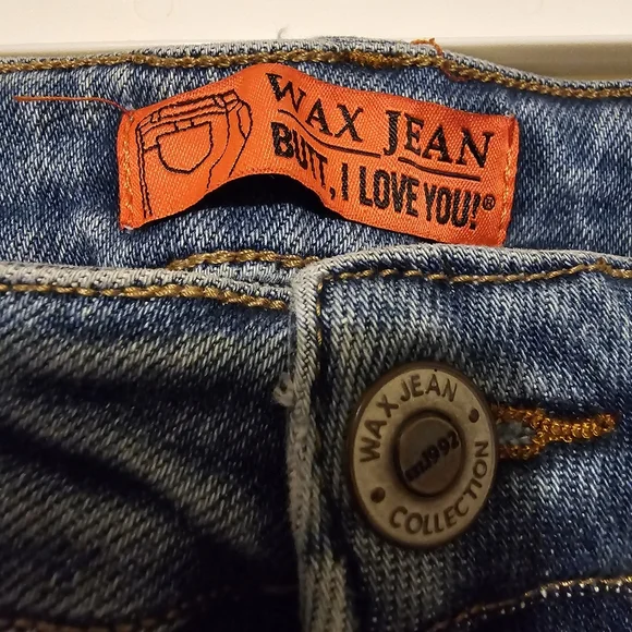 WAX JEAN BUTT I LOVE YOU Distressed Skinny Denim Jeans Light Wash Fade Size 7/28 - Picture 11 of 17